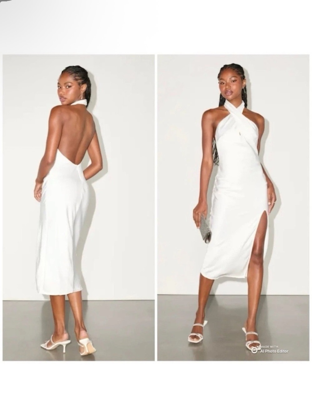 NWT Lulus beyond classy white satin halter midi dress size medium